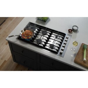 JennAir Euro-Style 36 in. 6-Burner Natural Gas Cooktop with Simmer Burner & Power Burner - Stainless Steel, , hires