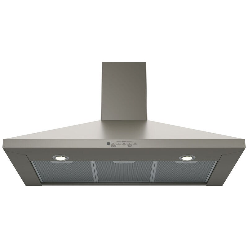 GE 36 in. Convertible Chimney Style Range Hood with 350 CFM, 4 Fan Speeds & 2 Halogen Lights - Slate, , hires