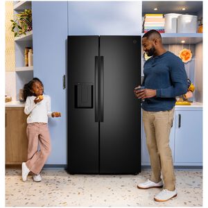 GE 36 in. 27.9 cu. ft. Side-by-Side Refrigerator with Ice & Water Dispenser - Black, , hires