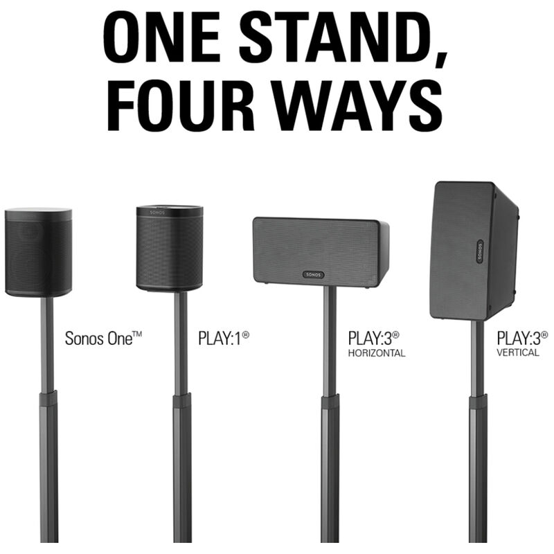 Sanus Systems Adjustable Height Wireless Speaker Stand designed for Sonos One, Sonos One SL, Play:1, and Play:3 - Single, , hires