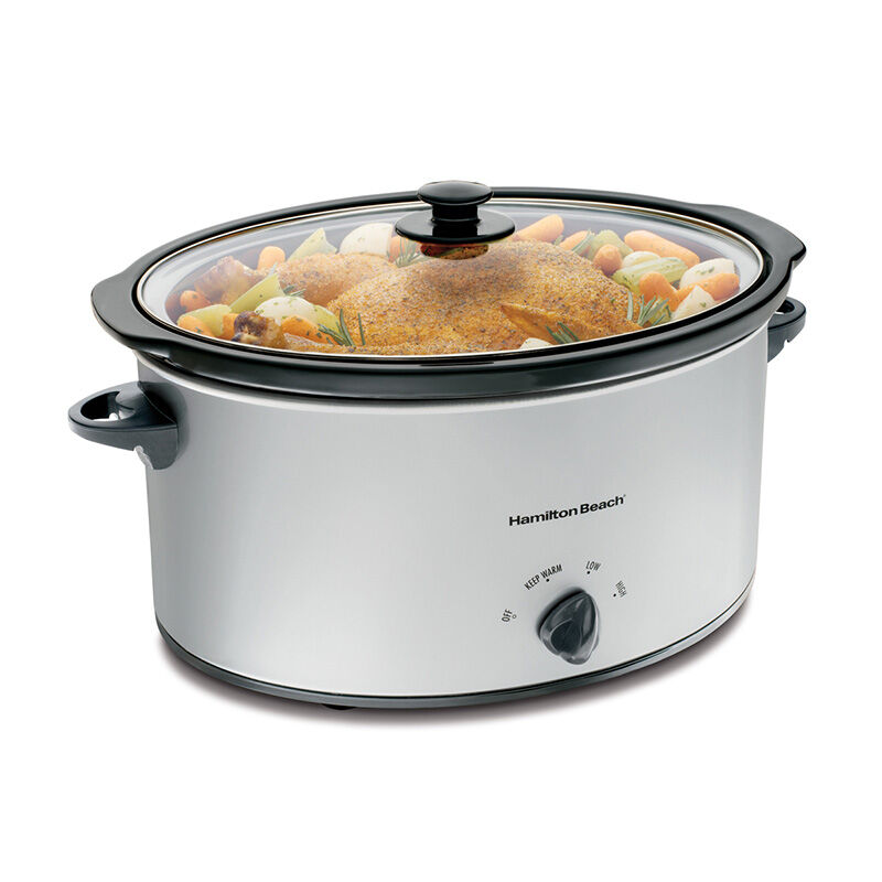 Hamilton Beach 7 Quart Slow Cooker with Locking Lid - Brushed Silver
