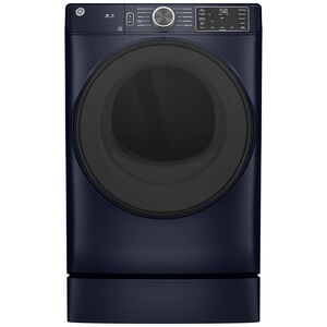 GE 28 in. 7.8 cu. ft. Smart Stackable Gas Dryer with Sanitize Cycle & Sensor Dry - Sapphire Blue, Sapphire Blue, hires