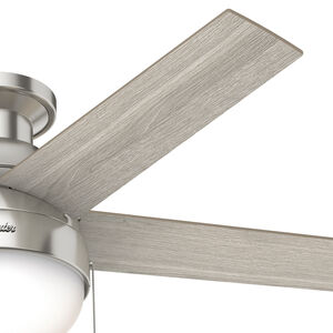 Hunter Anslee 46 in. Low Profile Ceiling Fan with LED Light Kit, Pull Chain- Brushed Nickel, Brushed Nickel, hires
