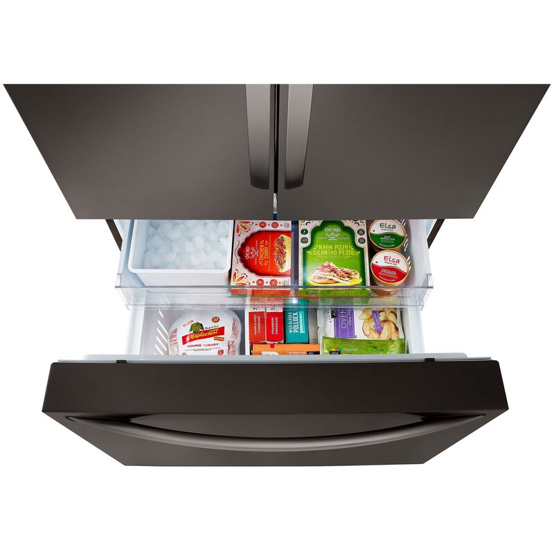 LG 36 in. 26.5 cu. ft. Smart Counter Depth French Door Refrigerator with Internal Water Dispenser - Black Stainless Steel, Black Stainless Steel, hires