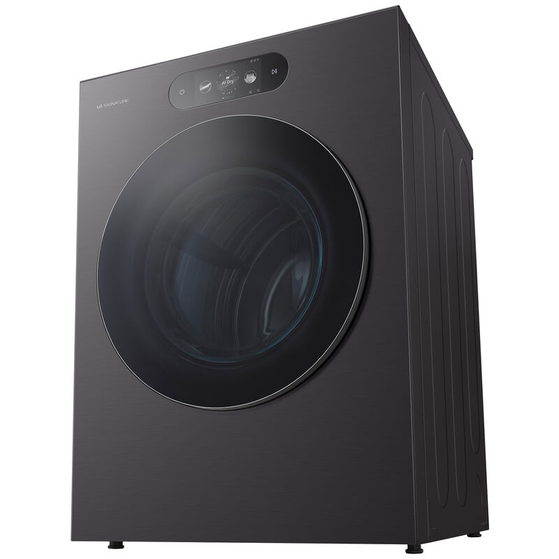 LG Signature 29 in. 9.0 cu. ft. Smart Stackable Gas Dryer with Built-In Intelligence, TurboSteam, AI Sensor Dry & Sanitize Cycle - Brushed Black Steel, , hires