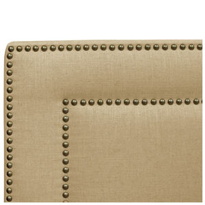 Skyline Furniture Nail Button Border Linen Fabric Twin Size Upholstered Headboard - Sandstone, Sandstone, hires