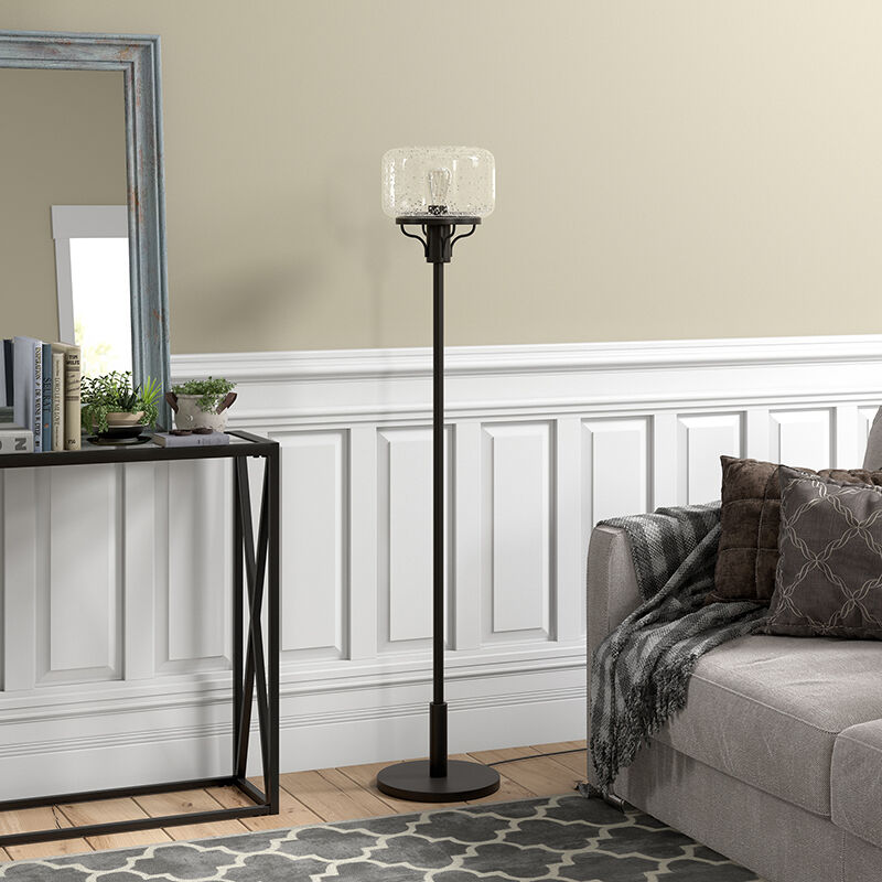 Hudson & Canal Tatum Blackened Bronze Globe & Stem Floor Lamp, , hires