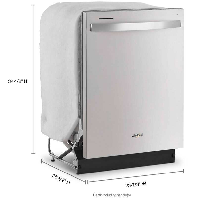 Whirlpool 24 in. Top Control Dishwasher with 55 dBa Sound Level - Monochromatic Stainless Steel, , hires