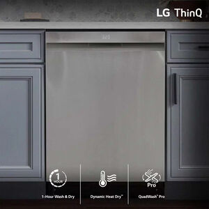 LG 24 in. Top Control Smart Dishwasher with 42 dBa Sound Level, 3rd-Rack, Dynamic Heat Dry & Pocket - PrintProof Stainless Steel, PrintProof Stainless Steel, hires