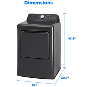 Midea 27 in. 7.0 cu. ft. Smart Gas Dryer with Sensor Dry & Sanitize Cycle - Metallic Gray, Metallic Gray, hires