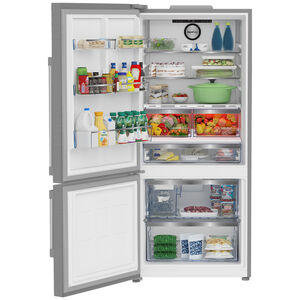 Beko 30 in. 16.1 cu. ft. Smart Counter Depth Bottom Freezer Refrigerator with Ice Maker, Left Hinged - Fingerprint Resistant Stainless Steel, , hires