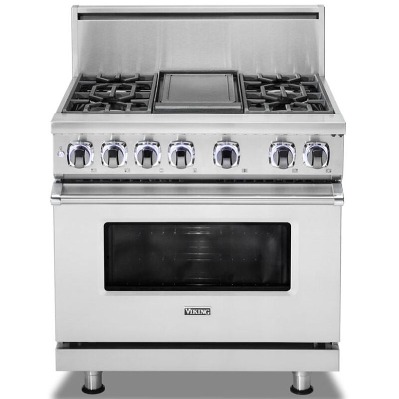 Viking 7 Series 36 in. 5.6 cu. ft. True European Convection Dual Fuel Range with 6 Sealed Burners - Stainless Steel, , hires