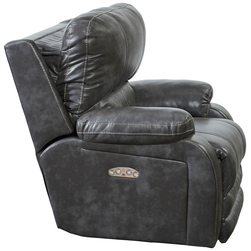 Catnapper Thornton Power Lay Flat Recliner with Power Headrest - Steel, Steel, hires