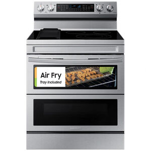 Samsung 30 in. 6.3 cu. ft. Smart Air Fry Standard Convection Double Oven Electric Range with Radiant Burners & Griddle - Stainless Steel, Stainless Steel, hires