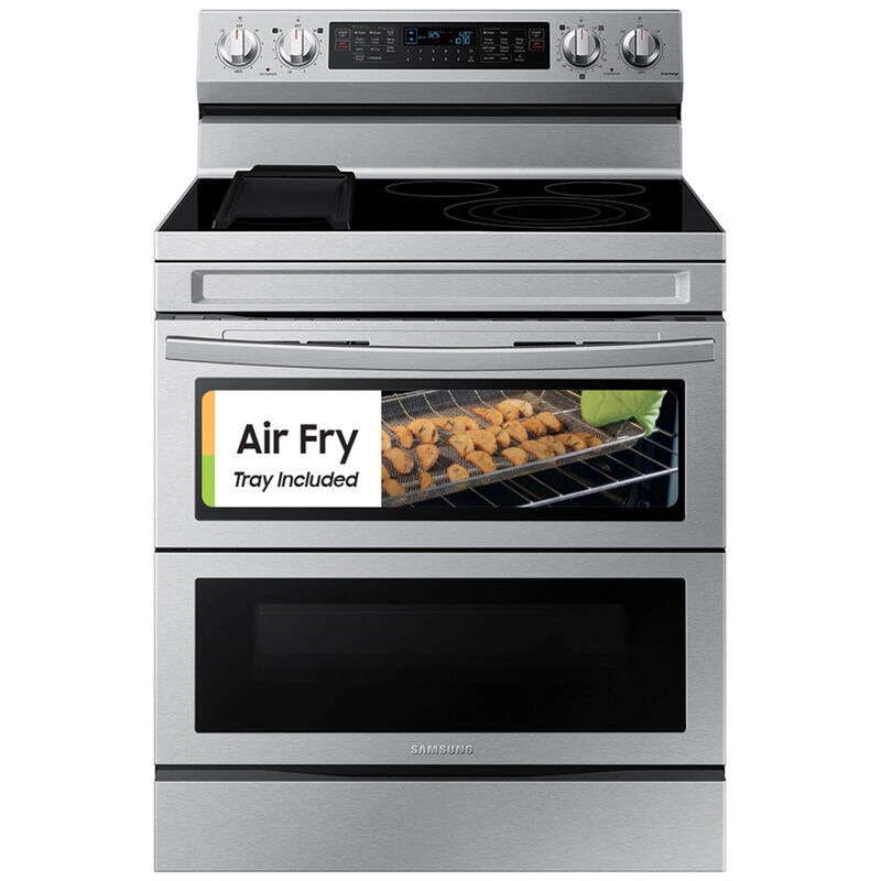 Samsung 30 in. 6.3 cu. ft. Smart Air Fry Standard Convection Double Oven Electric Range with Radiant Burners & Griddle - Stainless Steel, Stainless Steel, hires
