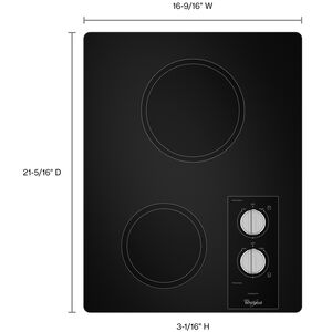 Whirlpool 15 in. 2-Burner Electric Cooktop with Simmer Burner - Black, Black, hires