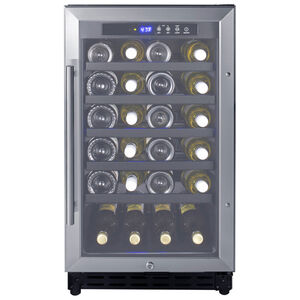 Summit 18 in. Undercounter Wine Cooler with Wood Racks, Single Temperature Zone & 34 Bottle Capacity - Stainless Steel, , hires