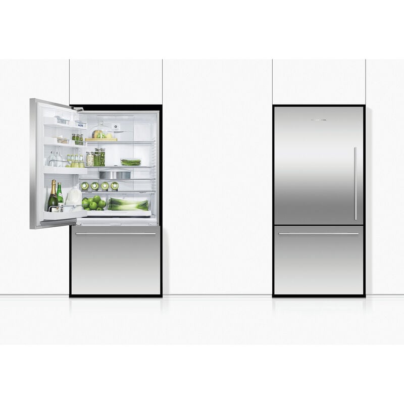 Fisher & Paykel Series 5 31 in. 17.1 cu. ft. Smart Counter Depth Bottom Freezer Refrigerator, Left Hinge - Stainless Steel, , hires