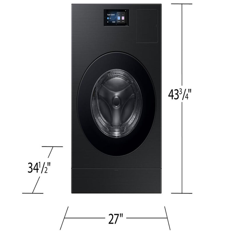 Samsung Bespoke 27 in. 5.3 cu. ft. Smart Electric Front Load AI All-in-one Combo with Sanitize and Steam Cycle - Brushed Black, Brushed Black, hires