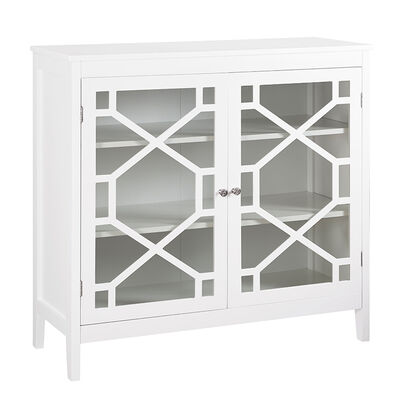 Hale 38" Double Glass Door Cabinet-White | PCR1599