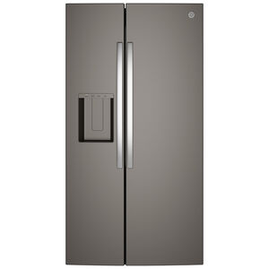 GE 36 in. 27.9 cu. ft. Side-by-Side Refrigerator with Ice & Water Dispenser - Slate, Slate, hires