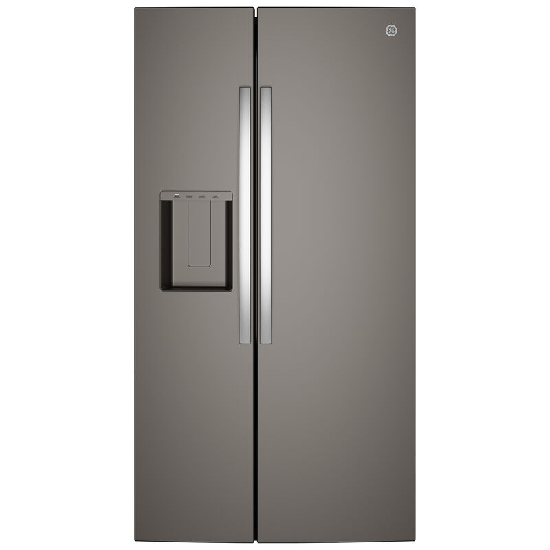 GE 36 in. 27.9 cu. ft. Side-by-Side Refrigerator with Ice & Water Dispenser - Slate, Slate, hires