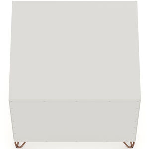 Manhattan Comfort Rockefeller Mid-Century Modern 1-Drawer Nightstand White, White, hires