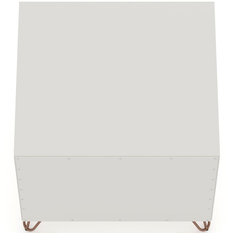 Manhattan Comfort Rockefeller Mid-Century Modern 1-Drawer Nightstand Off White, White, hires