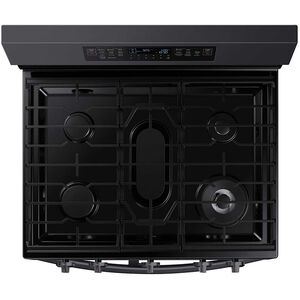 Samsung 30 in. 6 cu. ft. Smart Air Fry True European Convection Double Oven Gas Range with 5 Sealed Burners & Griddle - Black Stainless, Black Stainless, hires