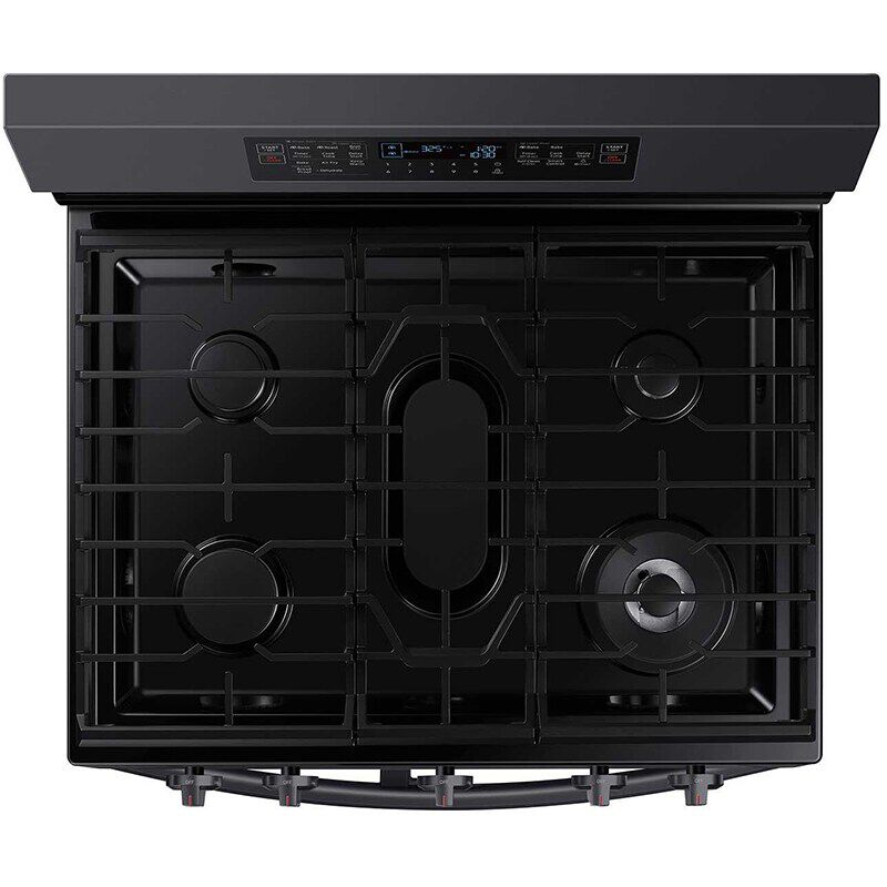 Samsung 30 in. 6 cu. ft. Smart Air Fry True European Convection Double Oven Gas Range with 5 Sealed Burners & Griddle - Black Stainless, Black Stainless, hires