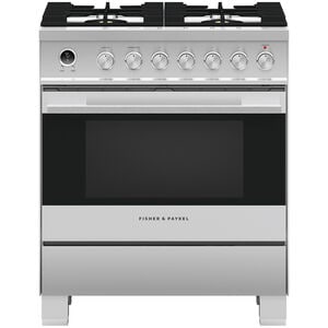 Fisher & Paykel Series 9 30 in. 3.5 cu. ft. True European Convection Dual Fuel Range with 4 Sealed Burners - Stainless Steel, , hires