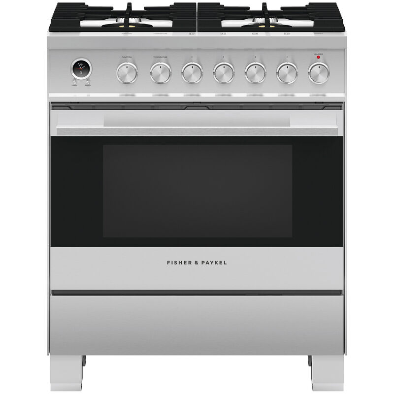 Fisher & Paykel Series 9 30 in. 3.5 cu. ft. True European Convection Dual Fuel Range with 4 Sealed Burners - Stainless Steel, , hires