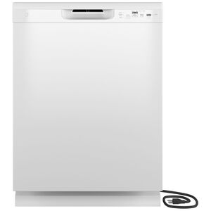 GE 24 in. Smart Built-In Dishwasher with Front Control, 59 dBA Sound Level, 12 Place Settings & 4 Wash Cycles - White, White, hires