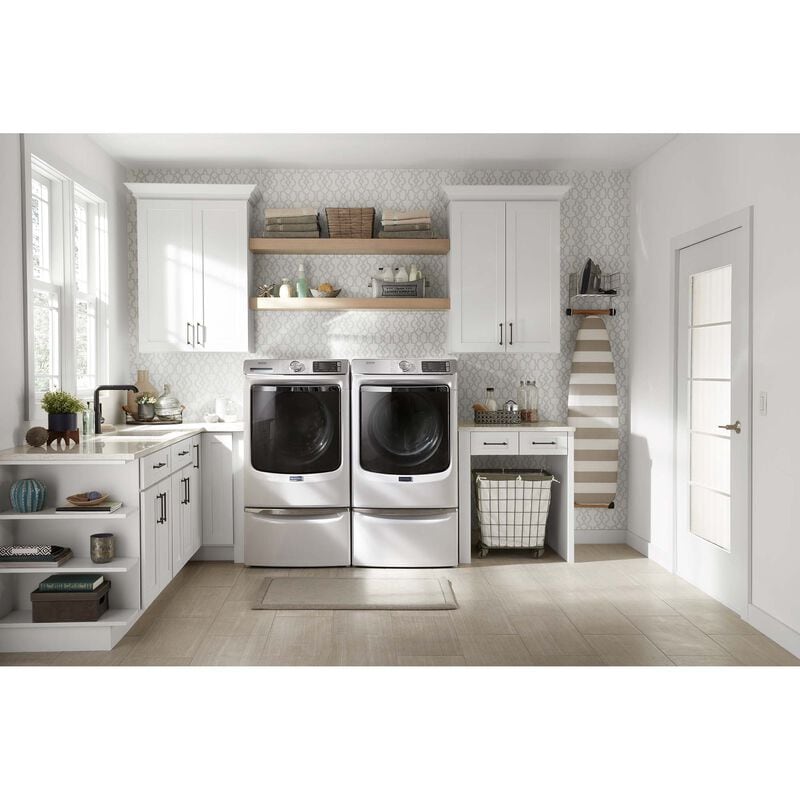 Maytag 27 in. 7.3 cu. ft. Smart Stackable Gas Dryer with Extra Power Button, Industry-Exclusive Extra Moisture Sensor, Sanitize & Steam Cycle - White, White, hires
