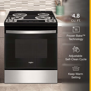 Whirlpool 36" Freestanding Electric Range with 4 Coil Burners, 4.8 Cu. Ft. Single Oven & Storage Drawer - Stainless Steel, Stainless Steel, hires