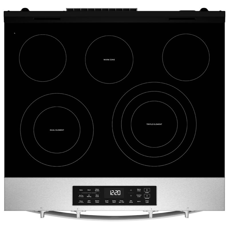 Whirlpool 30 in. 5.3 cu. ft. Smart Air-Fry Standard Convection Electric Range with Radiant Burners - Fingerprint Resistant Stainless Steel, , hires