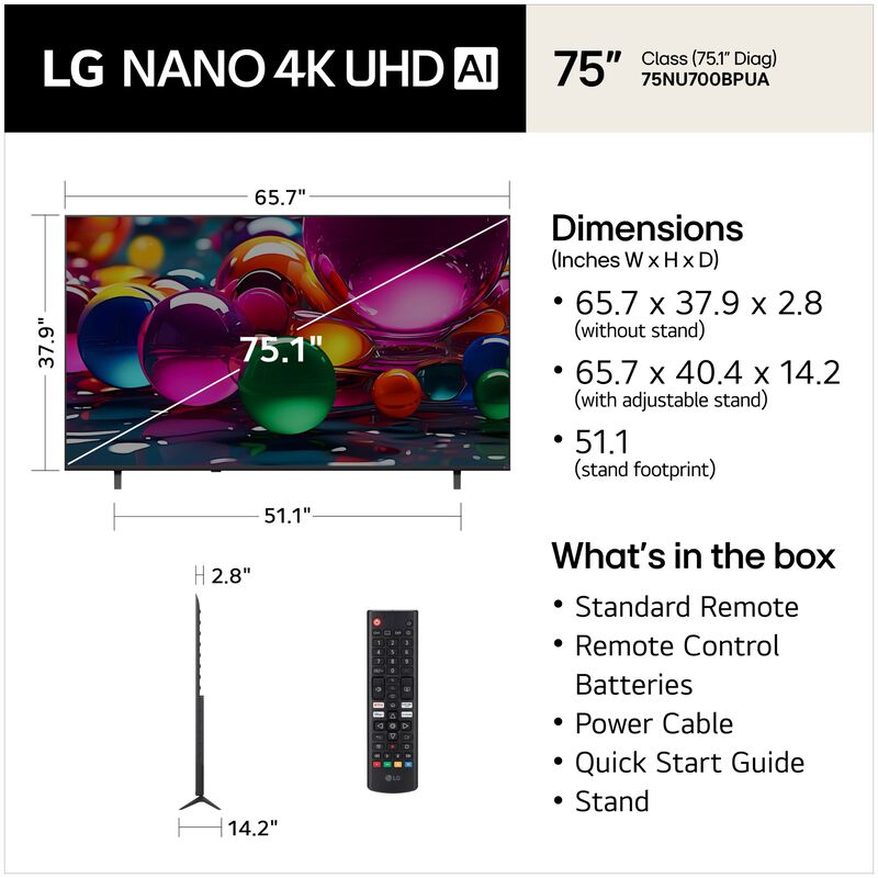 LG - 75" Class NU70 Series LED 4K UHD Smart webOS TV, , hires
