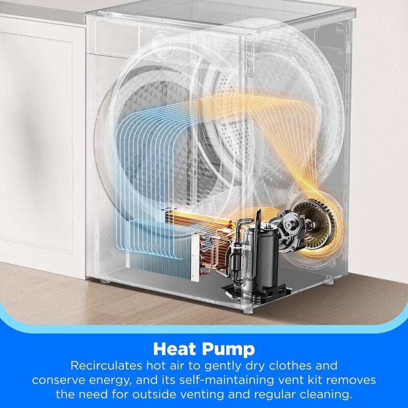 Midea 24 in. 4.4 cu. ft. Smart Stackable Ventless Electric Dryer with Heat Pump & Sensor Dry - Charcoal Gray, , hires