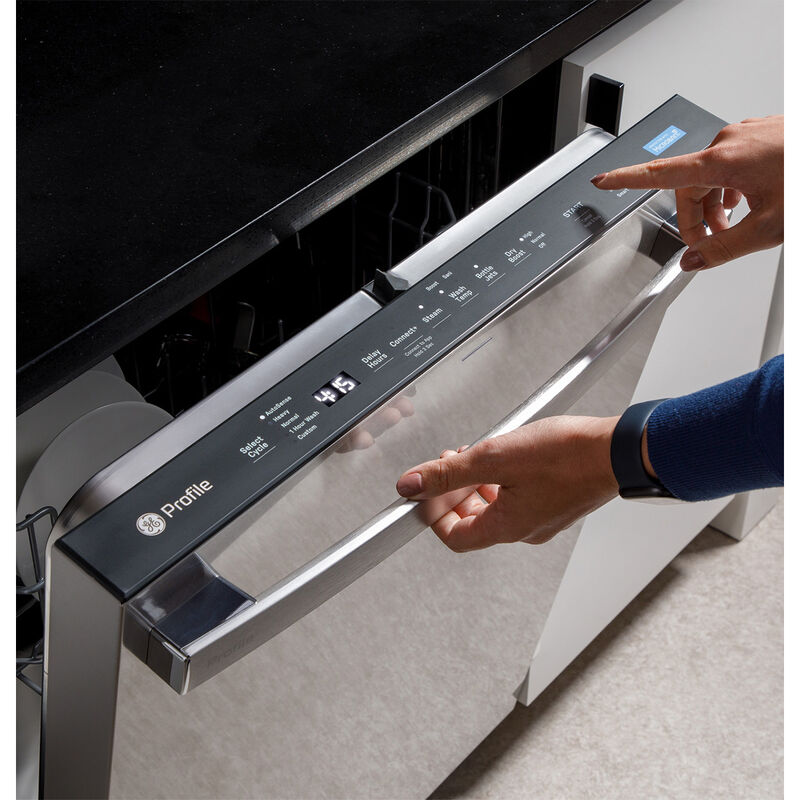 GE Profile 24 in. Top Control Flush-Mount Smart Dishwasher with 44 dBa Sound Level, 3rd-Rack & Dry Boost - Fingerprint Resistant Stainless, , hires