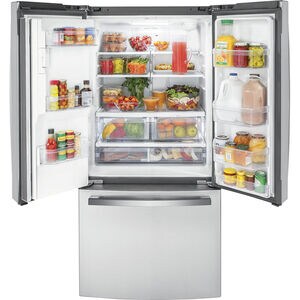 GE 33 in. 17.5 cu. ft. Counter Depth French Door Refrigerator with Ice & Water Dispenser - Fingerprint Resistant Stainless, Fingerprint Resistant Stainless, hires