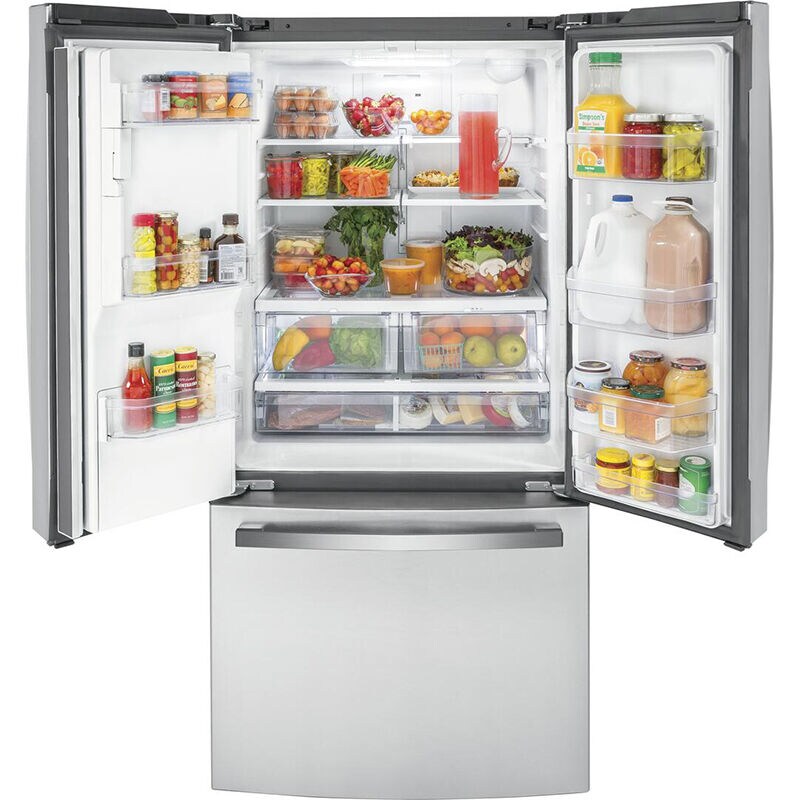 GE 33 in. 17.5 cu. ft. Counter Depth French Door Refrigerator with Ice & Water Dispenser - Fingerprint Resistant Stainless, Fingerprint Resistant Stainless, hires