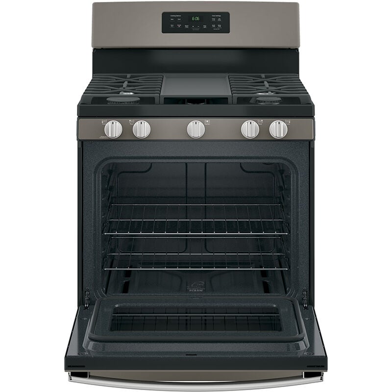 GE 30 in. 5 cu. ft. Gas Range with 5 Sealed Burners & Griddle - Slate, Slate, hires