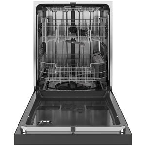GE 24 in. Front Control Flush-Mount Dishwasher with 47 dBa Sound Level, 3rd-Rack, Dry Boost & Pocket Handle - Fingerprint Resistant Stainless, Fingerprint Resistant Stainless, hires