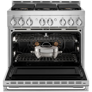 JennAir Noir Series 36 in. 5.1 cu. ft. Smart True European Convection Gas Range with 6 Sealed Burners - Stainless Steel, , hires