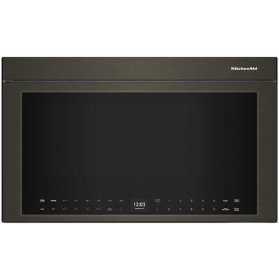 KitchenAid 30 in. 1.1 cu. ft. Over-the-Range Smart Microwave with 10 Power Levels, 400 CFM & Sensor Cooking Controls - Black Stainless Steel | KMMF530PBS
