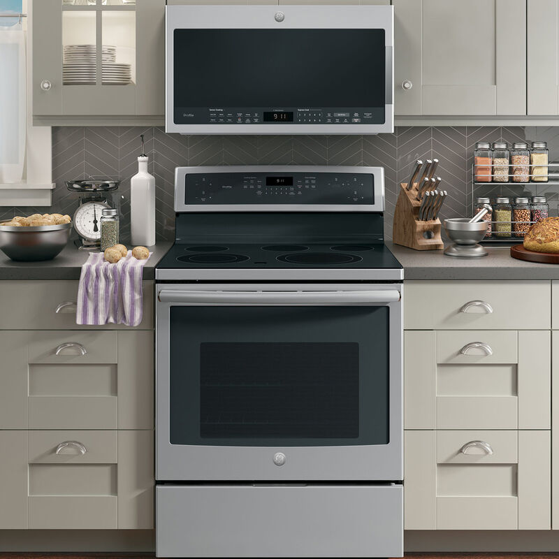 GE Profile 30 in. 2.1 cu. ft. 1000W Over-the-Range Microwave with 400 CFM & Sensor Cooking - Stainless Steel, Stainless Steel, hires