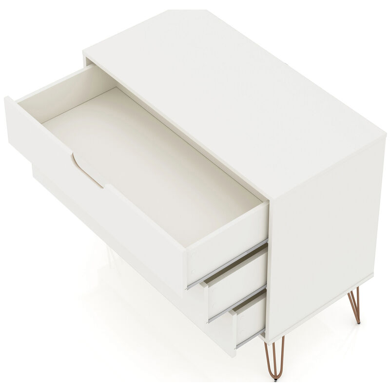 Manhattan Comfort Rockefeller Mid-Century Modern 3-Drawer Dresser - White, White, hires