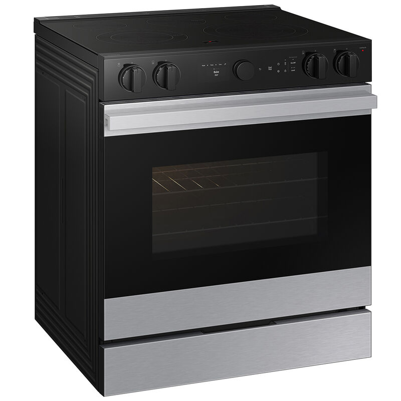 Samsung Bespoke 30 in. 6.3 cu. ft. Smart Air Fry Convection Oven Slide-In Electric Range with 5 Smoothtop Burners - Stainless Steel, Stainless Steel, hires