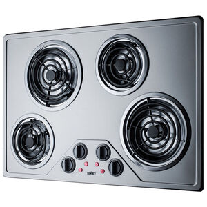 Summit 30 in. 4-Burner Electric Cooktop - Stainless Steel, , hires