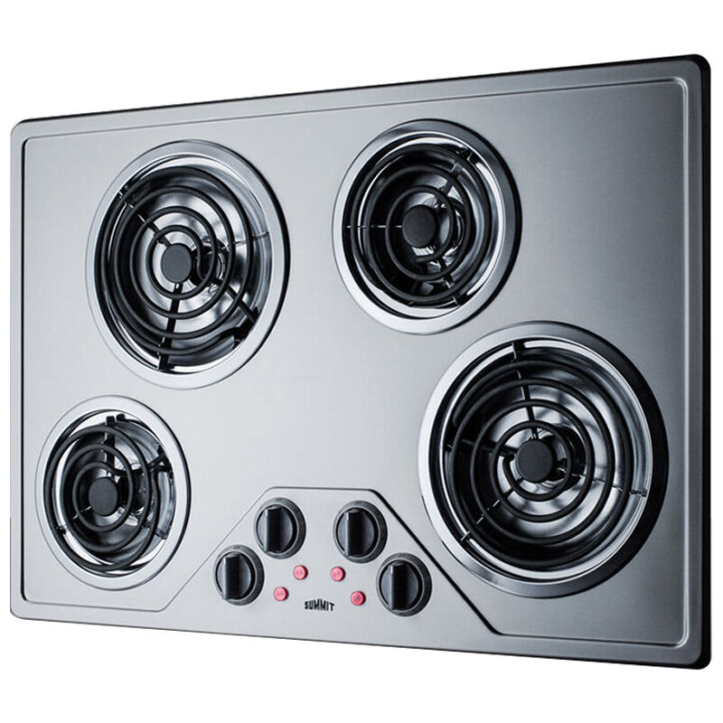 Summit 30 in. 4-Burner Electric Cooktop - Stainless Steel, , hires